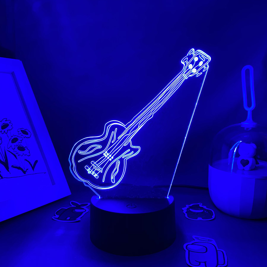 Musical Instrument No Touch - Gitara 3D Iluzja LED Lampka Nocna